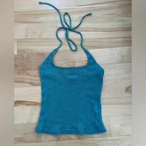 Princess polly sparkly blue halter top